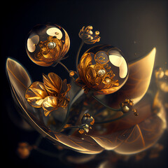 Flowers made of golden globs ai art