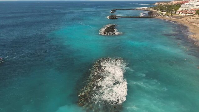 Aerial panorama of Playa del Duque , Tenerife, Canary islands, Spain.