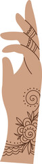 Mehendi flat icon Body art and temporary tattoo on hand