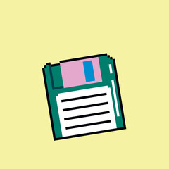 Vector illustration of a floppy disk pixel art