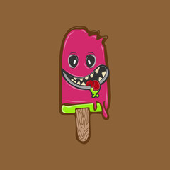 ice cream mascot vector illustration cartoon style, monster Ice cream vector illustration.