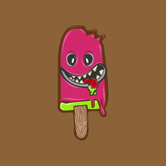 Fototapeta premium ice cream mascot vector illustration cartoon style, monster Ice cream vector illustration.