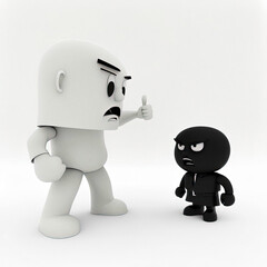 3d man boss scolding his subordinate