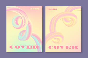 Set of 2 modern cover templates with colorful gradient shapes in pastel colors. For brochures, booklets, catalogues, posters, branding, social media, business cards and other projects. 