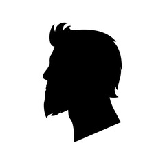 Naklejka na ściany i meble Silhouette profile of bearded man. Male portrait with beard, side view. Vector illustration