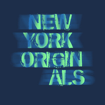 New York Originals Typography Blurred Stripes texture t shirt print graphic design