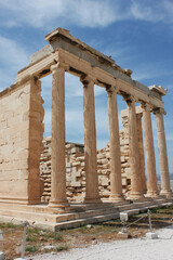 Obraz premium Erechtheion or Erechtheum temple, Caryatid Porch on the Acropolis in Athens, Greece