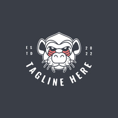 baboon head and monkey zoo logo design vector t shrirt