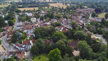 Cookham Berkshire England Village on River Thames Drone, Aerial, view from air, birds eye view, .
