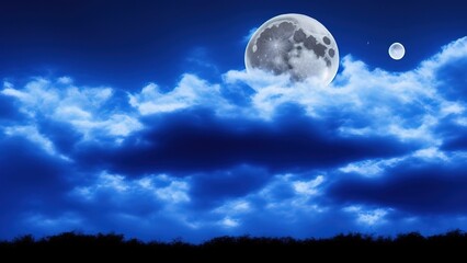 Obraz na płótnie Canvas Panorama blue night sky milky way and stars on dark background.