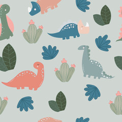 bushy pattern
funny dinosaurs, background