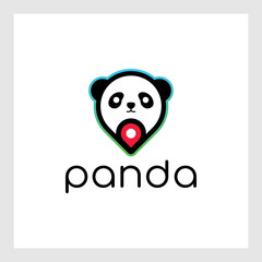 cute Panda location logo illustration design