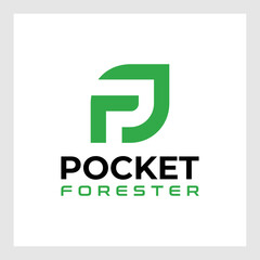 abstract letter PF logo design,initial FP vector with leaf concept illustration