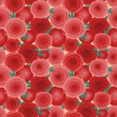 Rose seamless background. Wrapping paper pattern. Decorative vector.