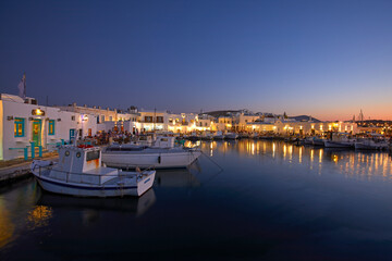 Fototapeta na wymiar The little port of Naousa village in Paros, Cyclades, Greece