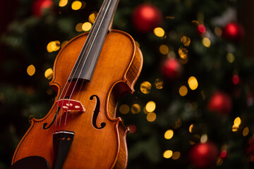 Classical violin on a colored blurred bokeh background