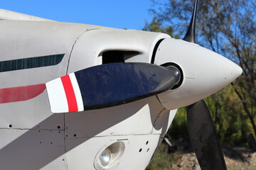 Central engine propeller of an old airplane