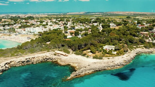 Estate in Salento,  vista aerea baia Capparone, marina di Pulsano, Taranto, Puglia, Italy