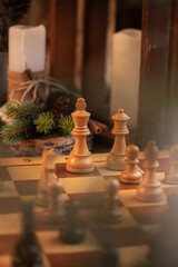 A chess game on the board declared for Christmas. - 558167174