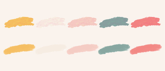 set of colored watercolor textures on a white background, vector ink, acrylic decorations.