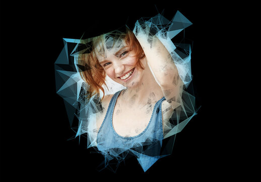 Mockup Layout With Polygonal Photo Effect