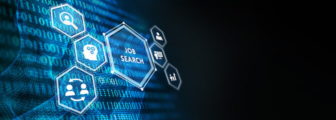 Business, Technology, Internet and network concept. Job Search human resources recruitment career. 3d illustration