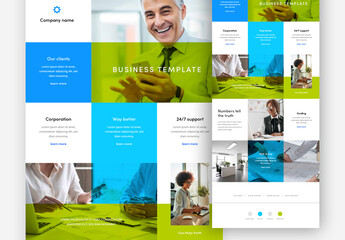 Modern Business Newsletter With Blue and Green Accent