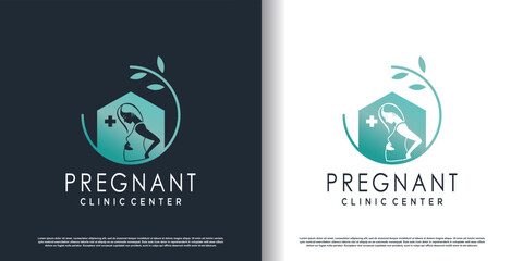 pregnant logo design with modern unique style premium vector