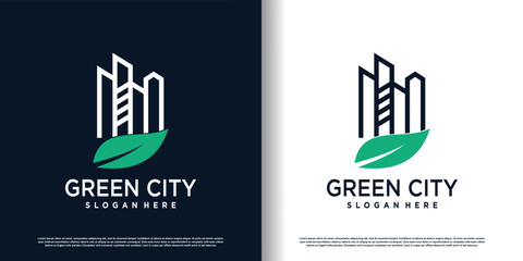 green city logo design vector with modern style premium vector