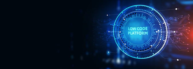 Low Code software development platform technology concept. 3d illustration