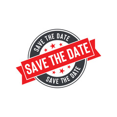 Save the Date Seal Emblem Ribbon Vector Template