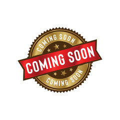 Coming Soon Seal Emblem Ribbon Vector Template
