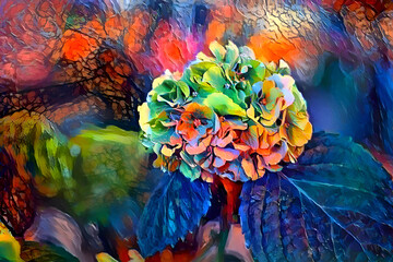 Bright hand drawn digital art illustration of flowers