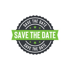 Save the Date Seal Emblem Ribbon Vector Template