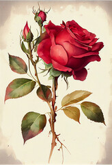 watercolor rose background. generative ai