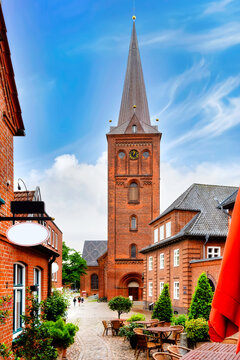 View of the Nikolaikirche church in Pl&ouml;n. The church in Holsteinische Schweiz in Schleswig-Holstein is the main Evangelical Lutheran church of the town.