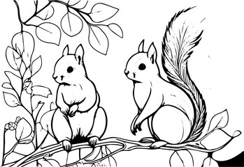 Coloring page for children with cute Animals