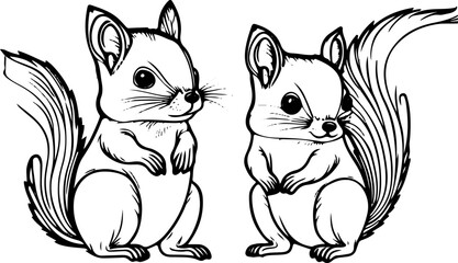 Coloring page for children with cute Animals