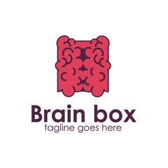 Brain Box Logo Design Template with Brain icon and Box. Perfect for business, company, mobile, app, icon, etc