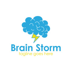 Brain Storm Logo Design Template with Brain icon with Storm. Perfect for business, company, mobile, app, icon, etc
