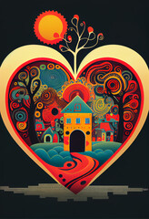 Heart and Love ilustration background 