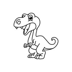 Cute dinosaurs characters vector illustration. For kids coloring book.