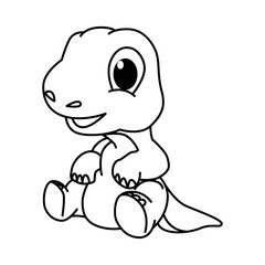 Cute baby dino cartoon characters vector illustration. For kids coloring book.