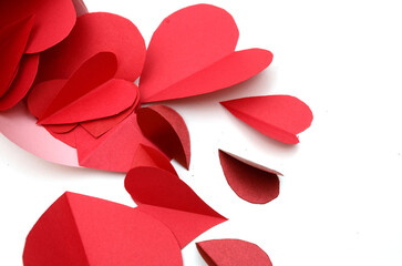 Fold paper Red hearts