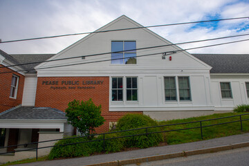 Pease Public Library at 1 Russell Street in historic town center of Plymouth, New Hampshire NH, USA. 