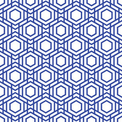 Blue hexagon line and white background
