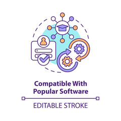 Compatible with popular software concept icon. Learning management system feature abstract idea thin line illustration. Isolated outline drawing. Editable stroke. Arial, Myriad Pro-Bold fonts used