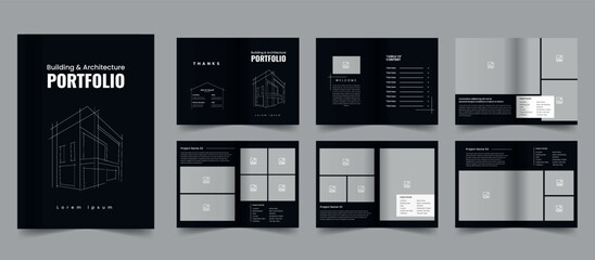 Architecture Portfolio Template design and Building Technology  - obrazy, fototapety, plakaty