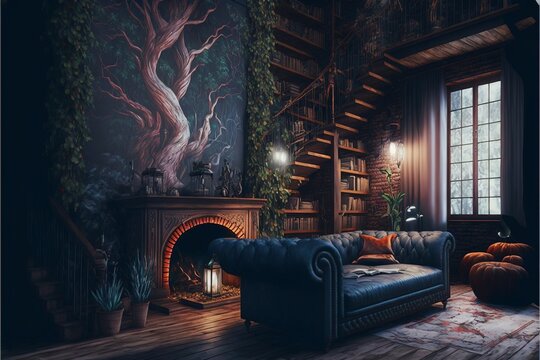 Spectacular interior of a fantasy medieval - Stock Illustration  [94850405] - PIXTA