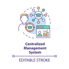 Centralised management system concept icon. Student tracking. LMS benefit abstract idea thin line illustration. Isolated outline drawing. Editable stroke. Arial, Myriad Pro-Bold fonts used